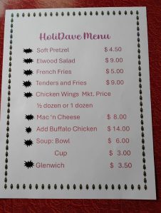HoliDave Menu